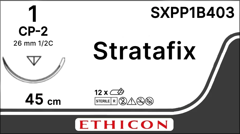 Stratafix Spiral PDS Plus 1, нить 45 см, игла 26 мм, обр.реж. 1/2 (1 шт) - рассасывающийся шовный материал, SXPP1B403