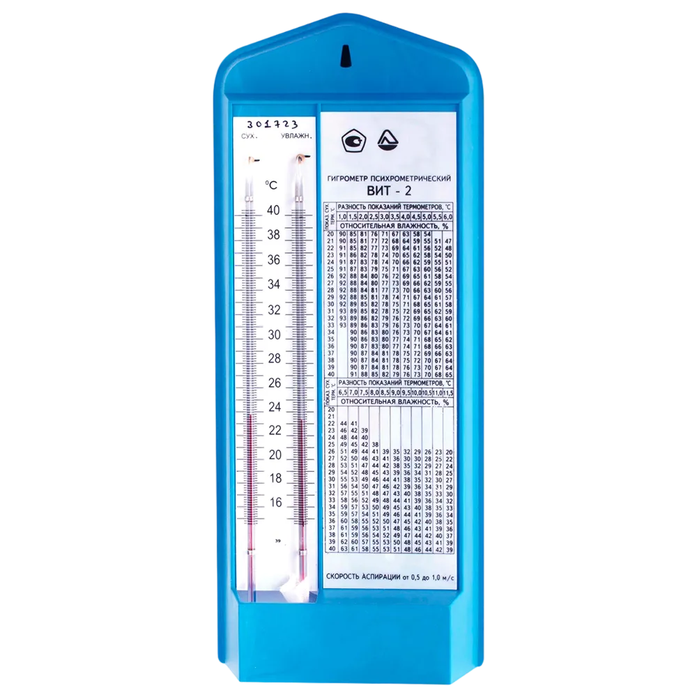 Гигрометр психрометрический ВИТ-2 (15-40С) с поверкой - (1шт.)