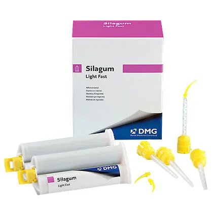 Silagum Light Fast (Силагум лайт фаст) слепочный материал для предварительных оттисков на основе A-силикона в картриджах (2х50 мл) в комплекте с насадками Automix-Tip, и Intraoral-Tip. Silagum Light Fast (Силагум лайт фаст), Силагум лайт фаст, ДМЖ