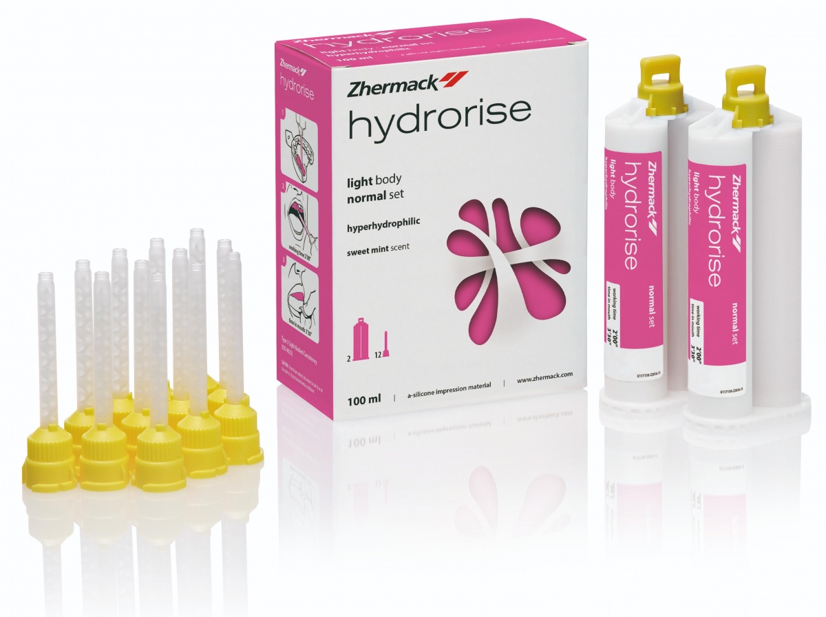 А-силикон низкой вязкости Hydrorise Light Body Normal Set. (2x50 ml) слепочная масса, А-силикон для одноэтапной и двухэтапной техники. Гидрорайз лайт боди нормал сет