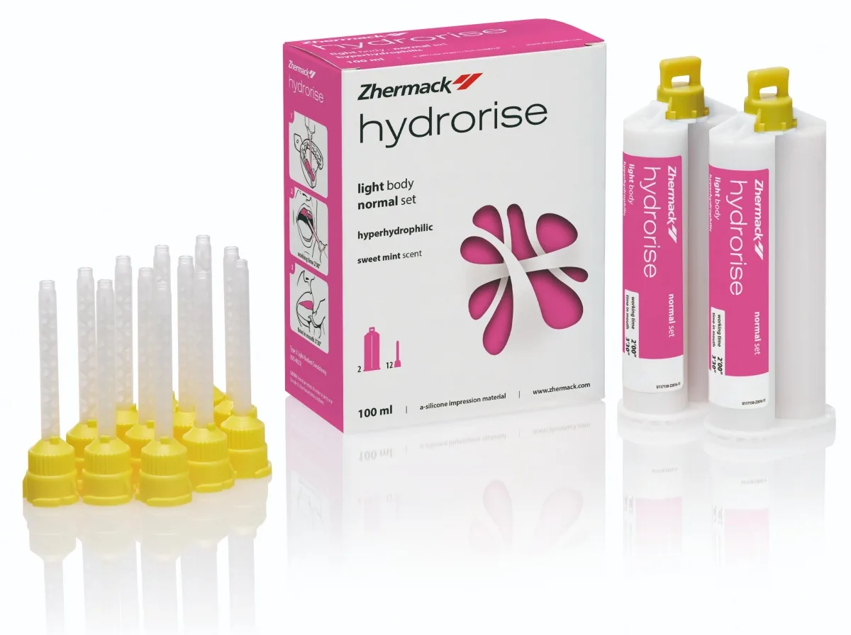 А-силикон низкой вязкости Hydrorise Light Body Normal Set. (2x50 ml) слепочная масса, А-силикон для одноэтапной и двухэтапной техники. Гидрорайз лайт боди нормал сет