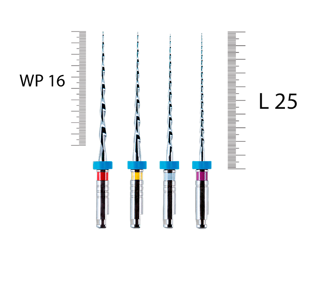 Mtwo 25мм, Ассорти (6 шт), VDW - тейпер, NiTi, WP 16 (10/04, 15/05, 20/06)