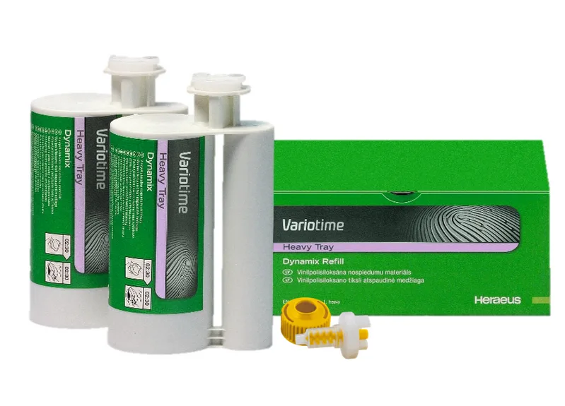 Variotime Dynamix Heavy Tray (Вариотайм Динамикс Хэви Трей) 2x50 мл, Зуботехнический А-силикон, для проведения слепков по двухэтапной методике, для автоматических диспенсеров. ВариоТайм Динамикс Хэви Трей, Калзер