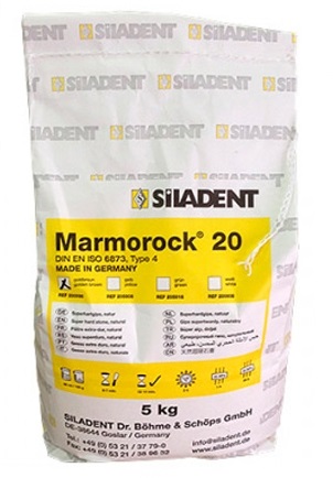Гипс Marmorock 20 4 кл, цвет желтый, 5 кг, бумажный пакет. Натуральный гипс., Siladent
