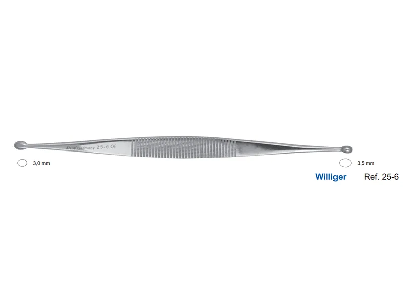 Ложка кюретажная Williger, 3,0-3,5 мм 25-6*