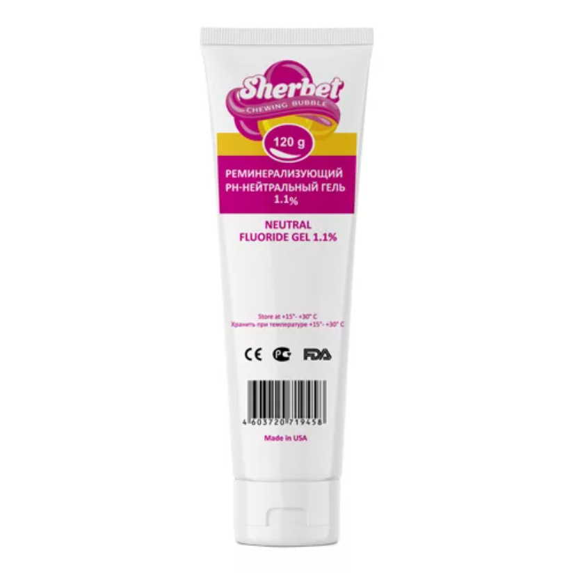 Sherbet Gel реминерализующий гель 1,1%, жевательная резинка, 120 г