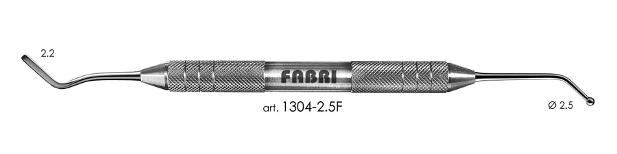 Гладилка 1304-2,5F, d 2,5 мм, ручка d 10 мм, Fabri - удлиненная, со штопфером-шариком