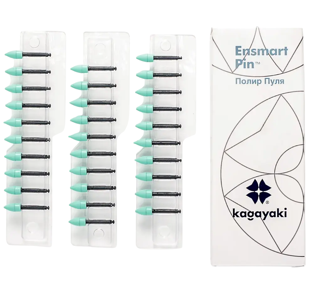 Полиры силиконовые Ensmart Pin Пуля (зел. сред.), 30шт. на пласт.ножке, (ENP 70-1), Kagayaki