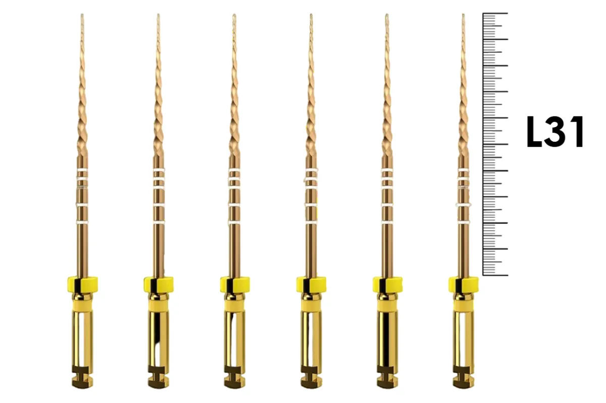 ProTaper Gold 31мм F1 (6 шт), Dentsply Sirona - машинные файлы, стерильные, желтые