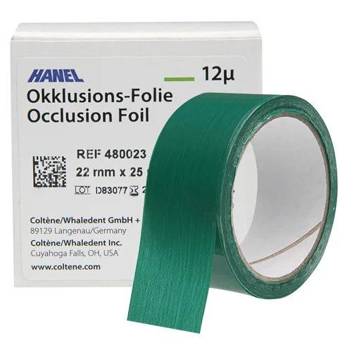 Hanel Occlusion Foil - окклюзионная фольга, 12 мкм, зеленая, катушка 22 мм х 25 м