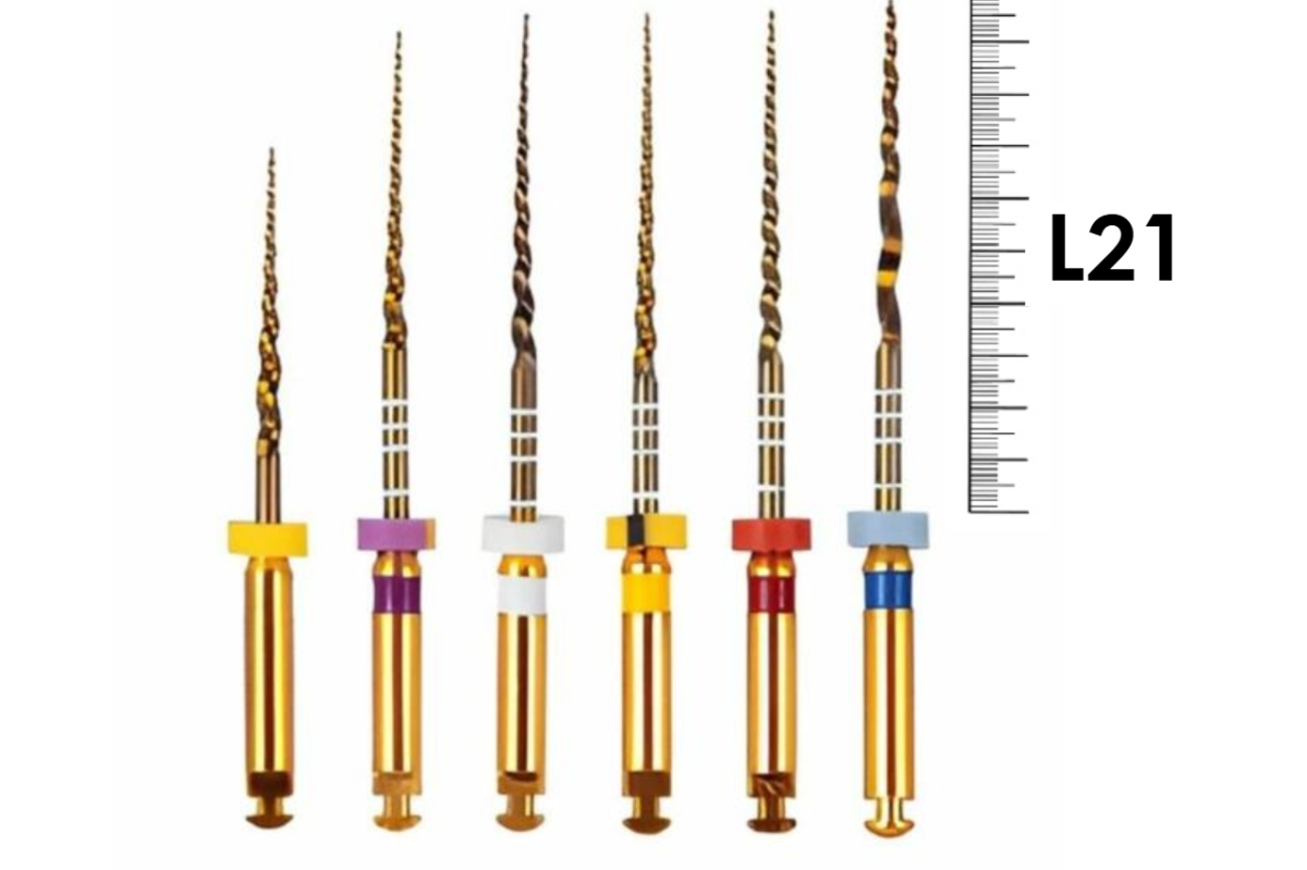 Gold-Taper 21мм ассорти (SX, S1, S2, F1, F2, F3), Геософт - машинный инструмент для обработки корневых каналов