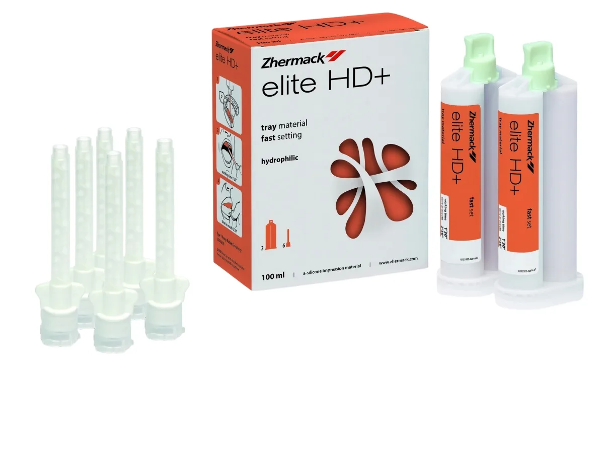 Elite HD+ Tray Material высокоточный силикон. Слепочные массы от Zhermack, стабильный гидрофильный, тиксотропный силикон, двухфазный оттискный материал. Elite HD+ Tray Material, Элит ХД Трей Материал, Жермак