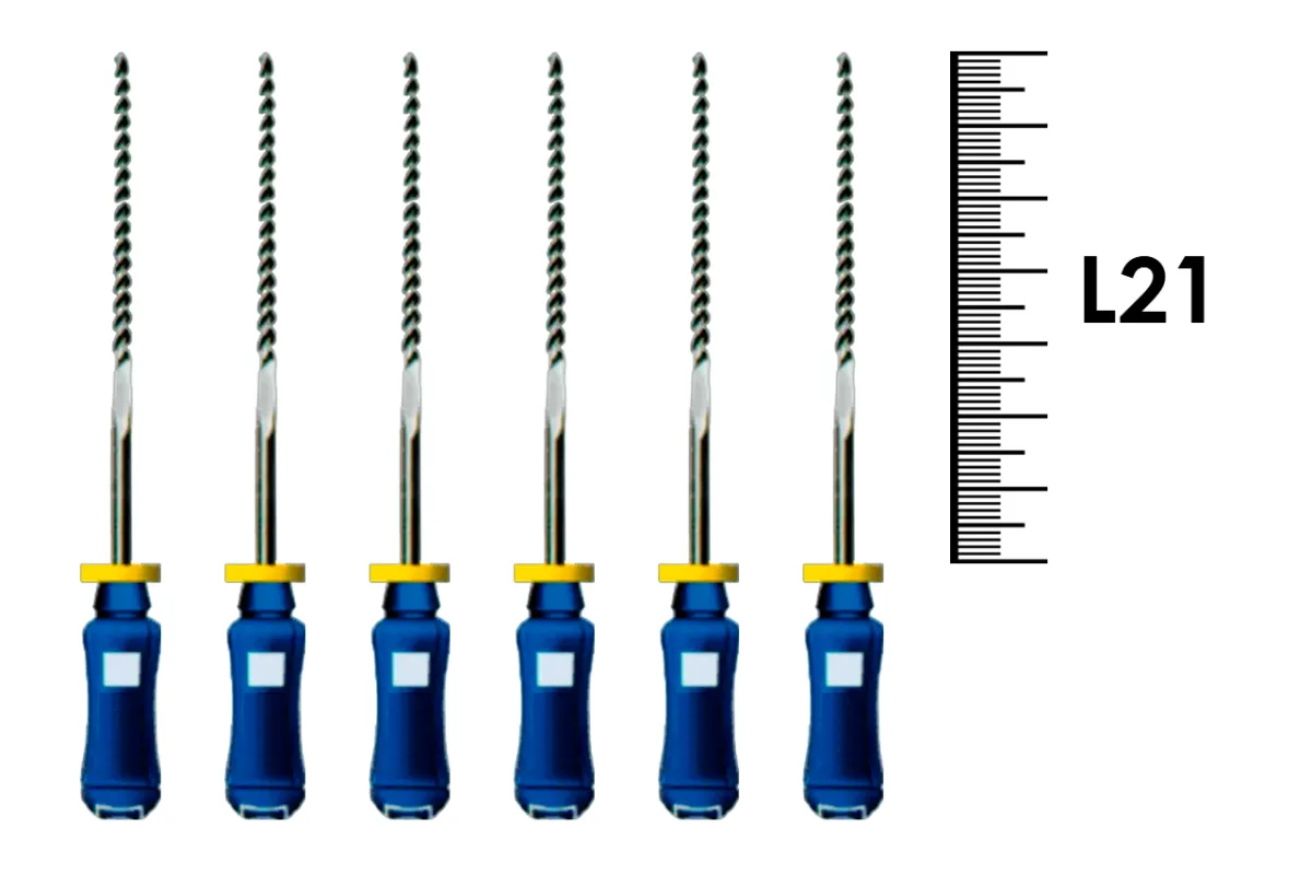 Flexofile Senseus 21мм №60 (6 шт), Dentsply Sirona - ручные файлы, каналорасширители, укороченный шаг, стерильный блистер