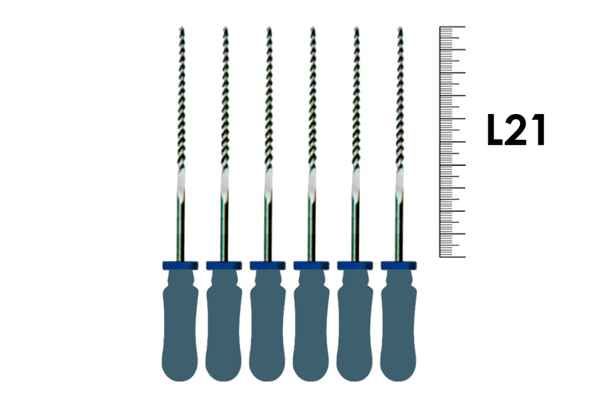 H-File ReadySteel 21мм №08 (6 шт), Dentsply Sirona - ручные файлы, каналорасширители, стерильный блистер