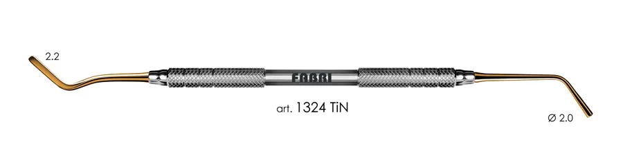 Гладилка 1324 TiN, d 2,0 мм, ручка d 6 мм, Fabri - удлиненная, средняя, с обратноконусовидным штопфером, покрытие нитрид титана