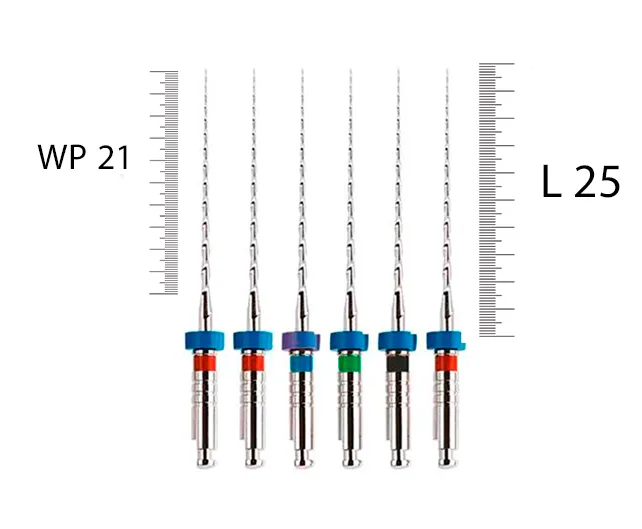 Mtwo 25мм, Ассорти (6 шт), VDW - тейпер, NiTi, WP 21, 1230025456 (10/04, 15/05, 20/06)