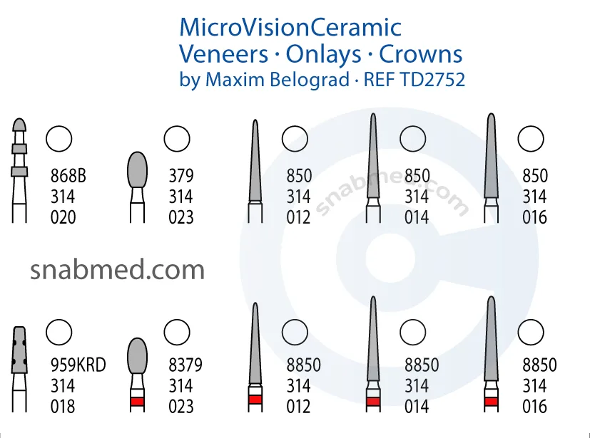 Бор Набор боров Максима Белограда (Maxim Belograd), TD2752 (1 шт.), Komet Dental
