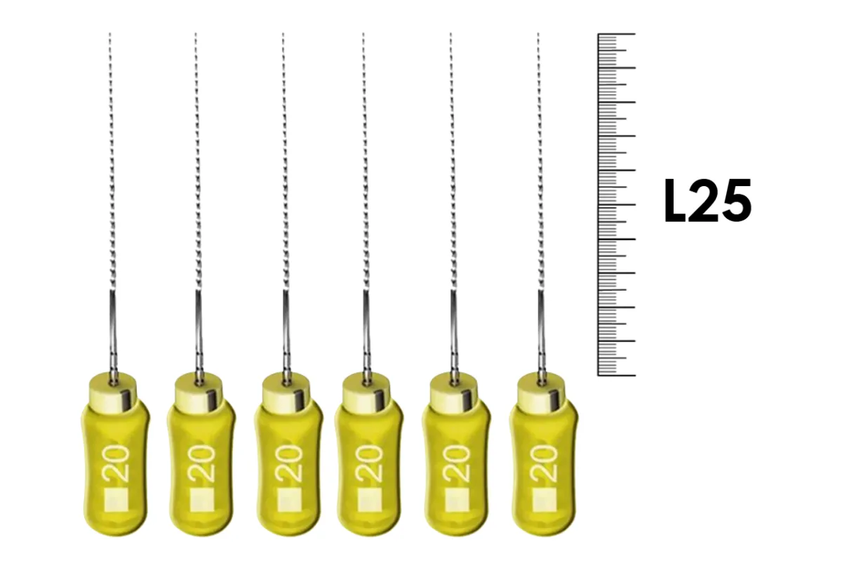 K-File Nitiflex 25мм №20 (6 шт), Dentsply Sirona - ручные файлы, каналорасширитель супергибкий из NiTi сплава