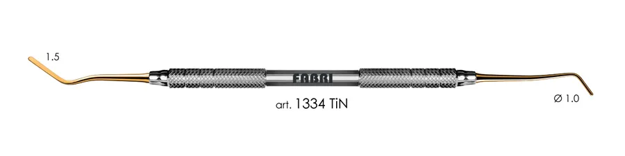 Гладилка 1334 TiN, d 1,0 мм, ручка d 6 мм, Fabri - удлиненная, узкая, с цилиндрическим штопфером, покрытие нитрид титана
