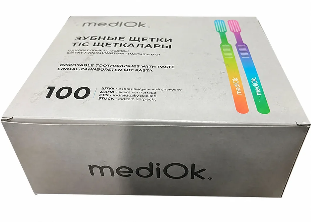 Щетки зубные одноразовые с нанесенной зубной пастой, мята (100 шт.), MediOk