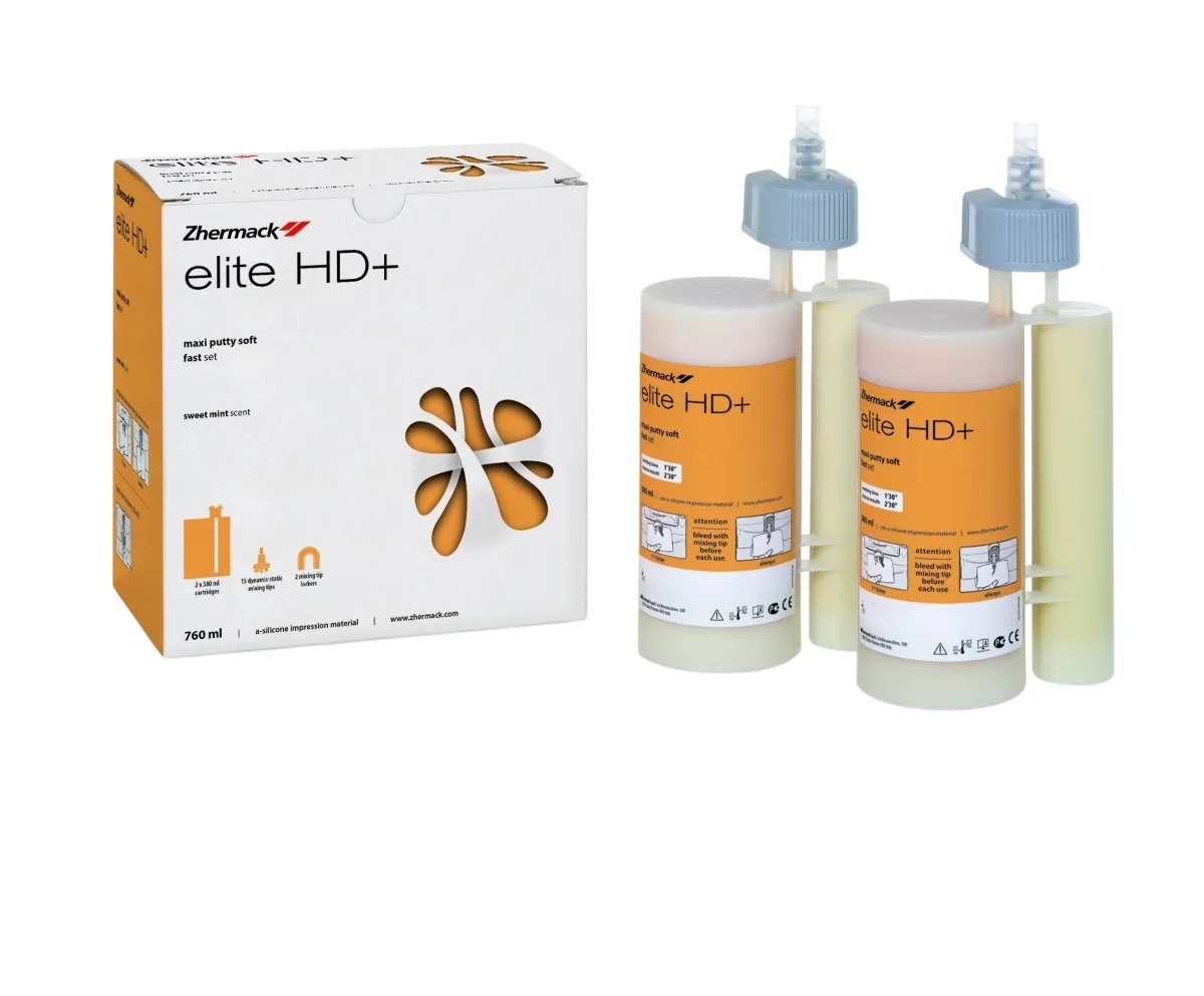 Elite HD+ Maxi Putty Soft Fast Set. (2x380ml) высокоточный силикон. Слепочные массы от Zhermack, стабильный гидрофильный, тиксотропный силикон, двухфазный оттискный материал. Elite HD+ Maxi Putty Soft Fast Set. (2x380ml), Элит ХД Макси Патти Софт Фаст Сет, Жермак