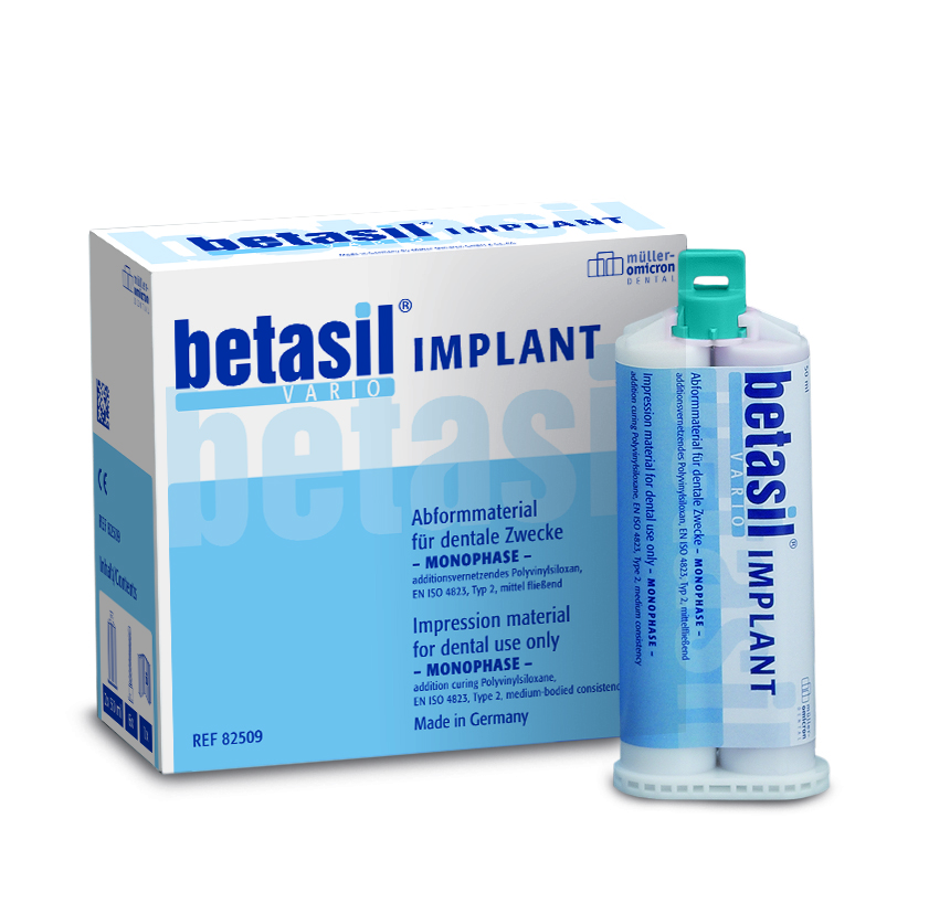 betasil VARIO IMPLANT в двойном картридже (2 х 50 мл), насадки смесительные зеленые - 6 шт./уп