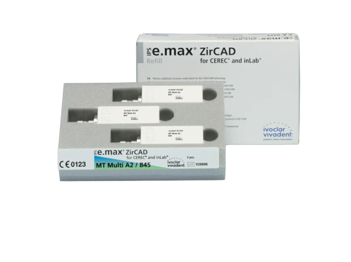Блоки IPS e.max ZirCAD CER/in.MT Mul. A2 B45, 3 шт.