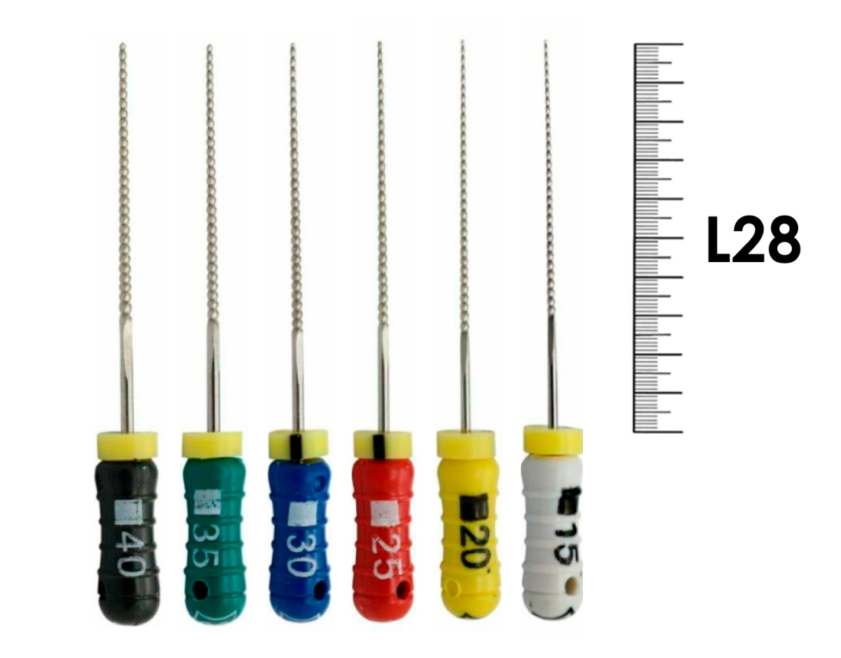 K-Reamer Pro-Endo 28мм №15-40 (6 шт), VDW - ручные файлы, каналорасширители, ассорти