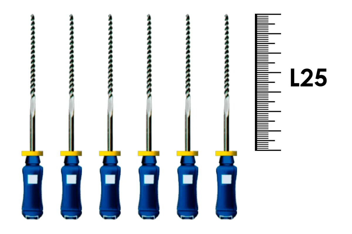 Flexofile Senseus 25мм №30 (6 шт), Dentsply Sirona - ручные файлы, каналорасширители, укороченный шаг, стерильный блистер
