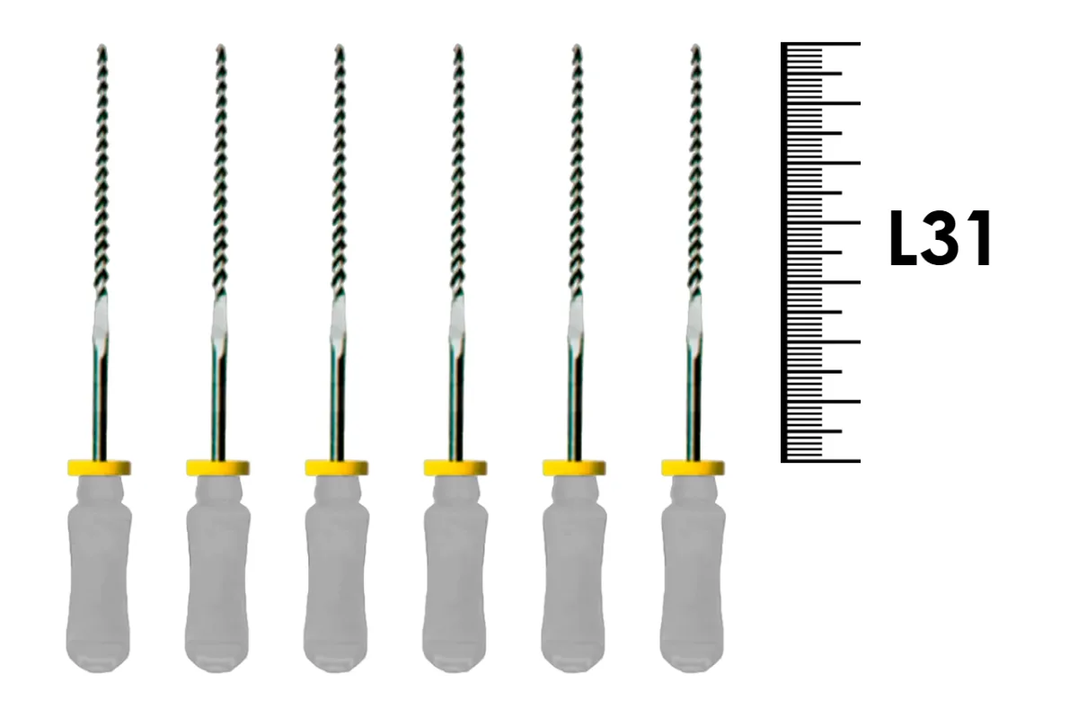 Flexofile Senseus 31мм №08 (6 шт), Dentsply Sirona - ручные файлы, каналорасширители, укороченный шаг, стерильный блистер