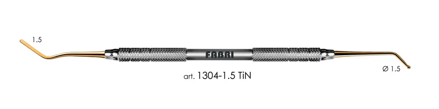 Гладилка 1304-1,5 TiN, d 1,5 мм, ручка d 6 мм, Fabri - удлиненная, узкая, со штопфером-шариком, покрытие нитрид титана