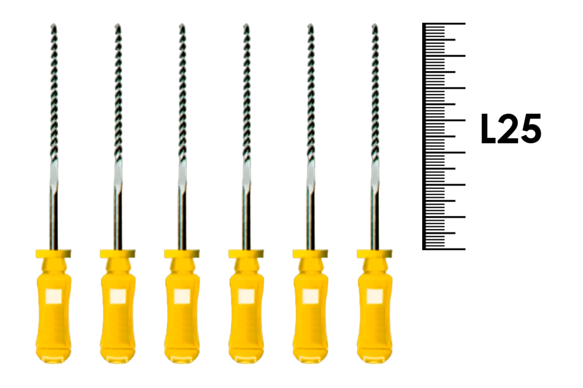 Flexofile Senseus 25мм №20 (6 шт), Dentsply Sirona - ручные файлы, каналорасширители, укороченный шаг, стерильный блистер