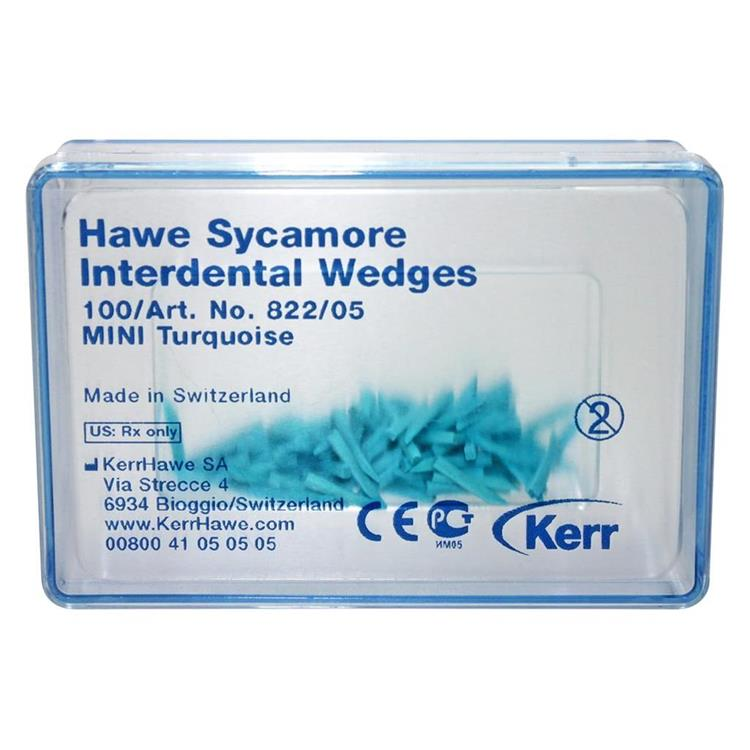 822/05 Клинья Sycamore Interdental деревянные бирюзовые (100шт), Kerr Hawe