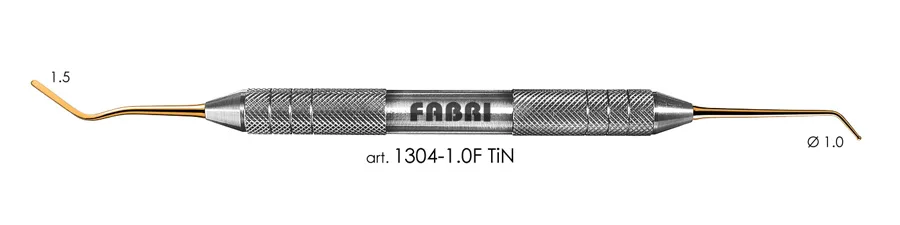Гладилка 1304-1,0F TiN, d 1,0 мм, ручка d 10 мм, Fabri - удлиненная, узкая, со штопфером-шариком, покрытие нитрид титана