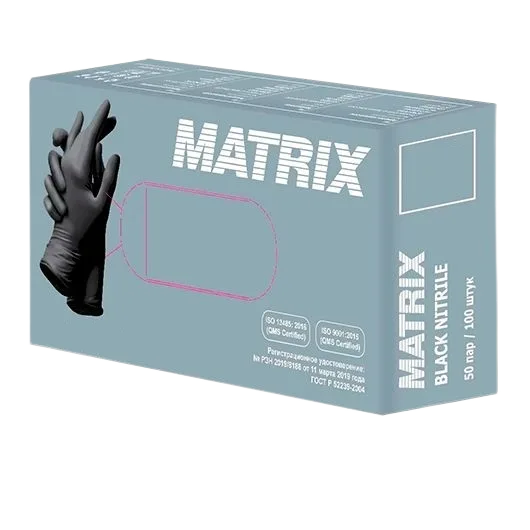 Перчатки нитриловые Matrix Black Nitrile 100 шт S 6/7