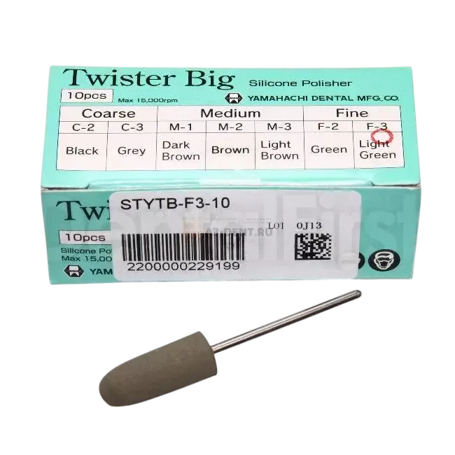 Силиконовый полир Twister Big Fine F-3, светло-зелёный, (10 шт.)