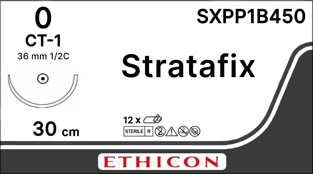 Stratafix Spiral PDS Plus 0, нить 30 см, игла 36 мм, кол. 1/2 (1 шт) - рассасывающийся шовный материал, масс., SXPP1B450