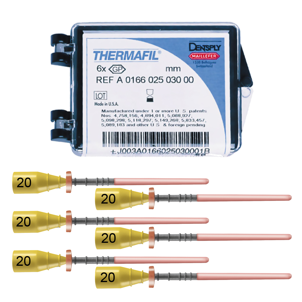 Thermafil - обтураторы (25 мм, ISO 20, 6 шт.)