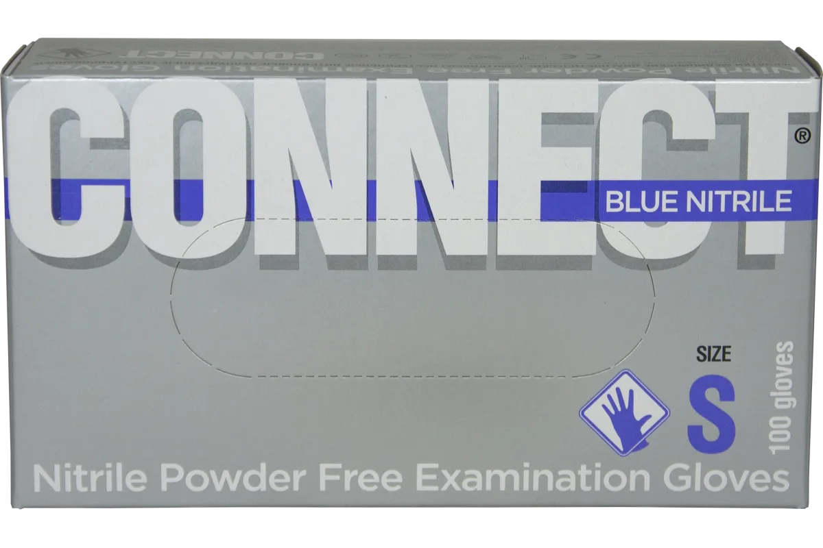 Перчатки Connect Blue Nitrile смотр. нестер. нитрил. (6.5 (S)) (100шт)