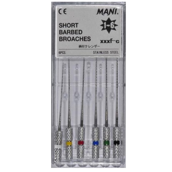 Short Barbed Broaches 21мм №1 (6 шт), Mani - пульпоэкстракторы ручные