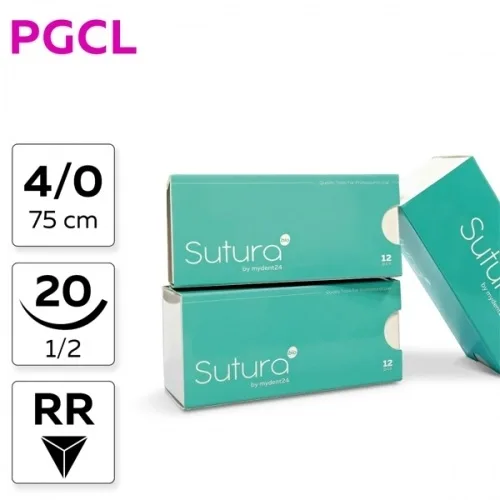 PGCL Poliglecaprone 25 4/0, нить 75 см, игла 20 мм, обр.реж. 1/2 (12 шт) - рассасывающийся шовный материал, игла 302, PGCL74020B4/906-015