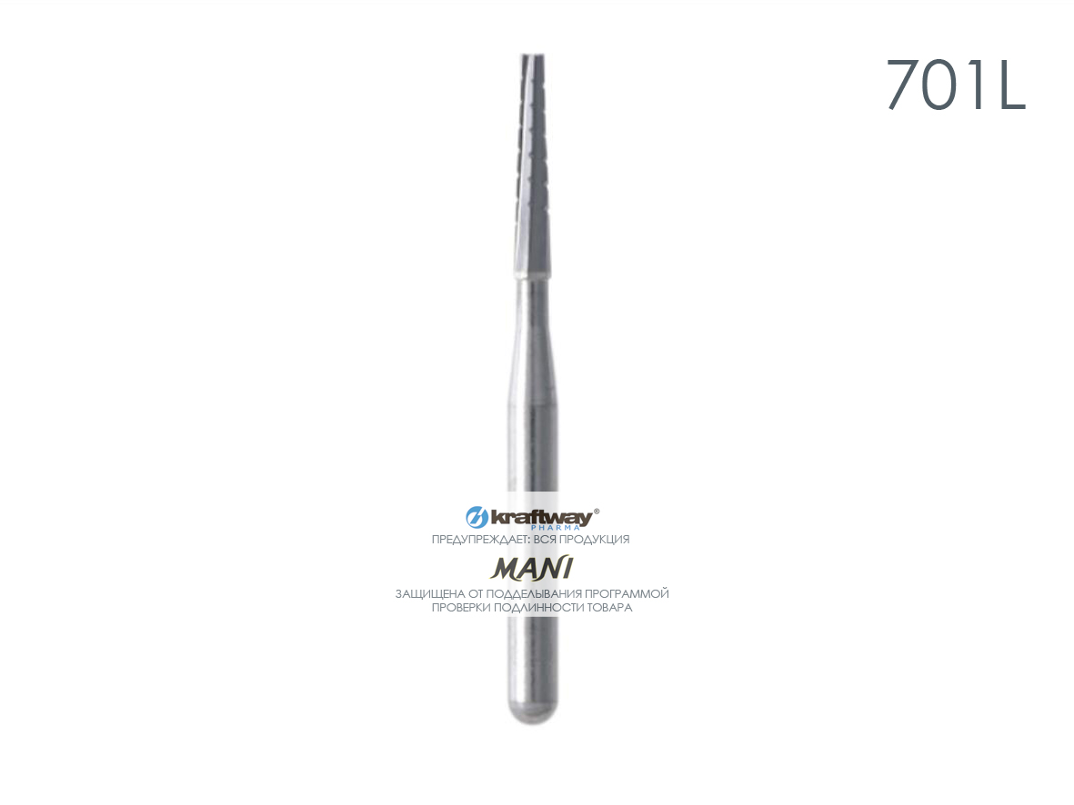 Бор Carbide, 701L (ISO 171/012), фиссурные с насечками (3 шт.), Mani
