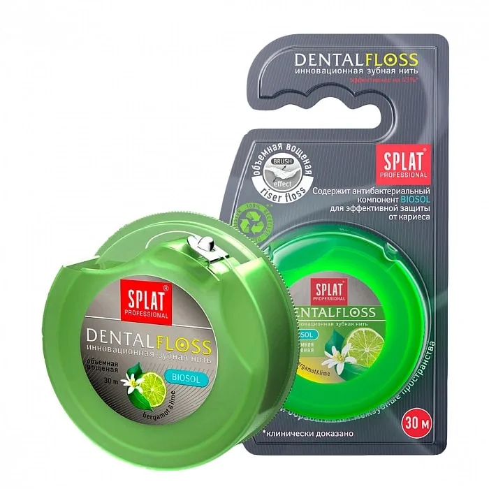 Вощеная нить Splat Dental Floss с бергамотом и лаймом, (30 м)
