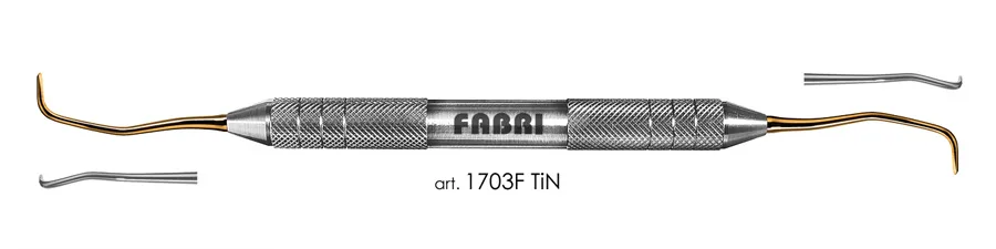 Кюретка 1703F TiN, ручка d 10 мм, Fabri - для средних и удаленных областей верхней челюсти, покрытие нитрид титана