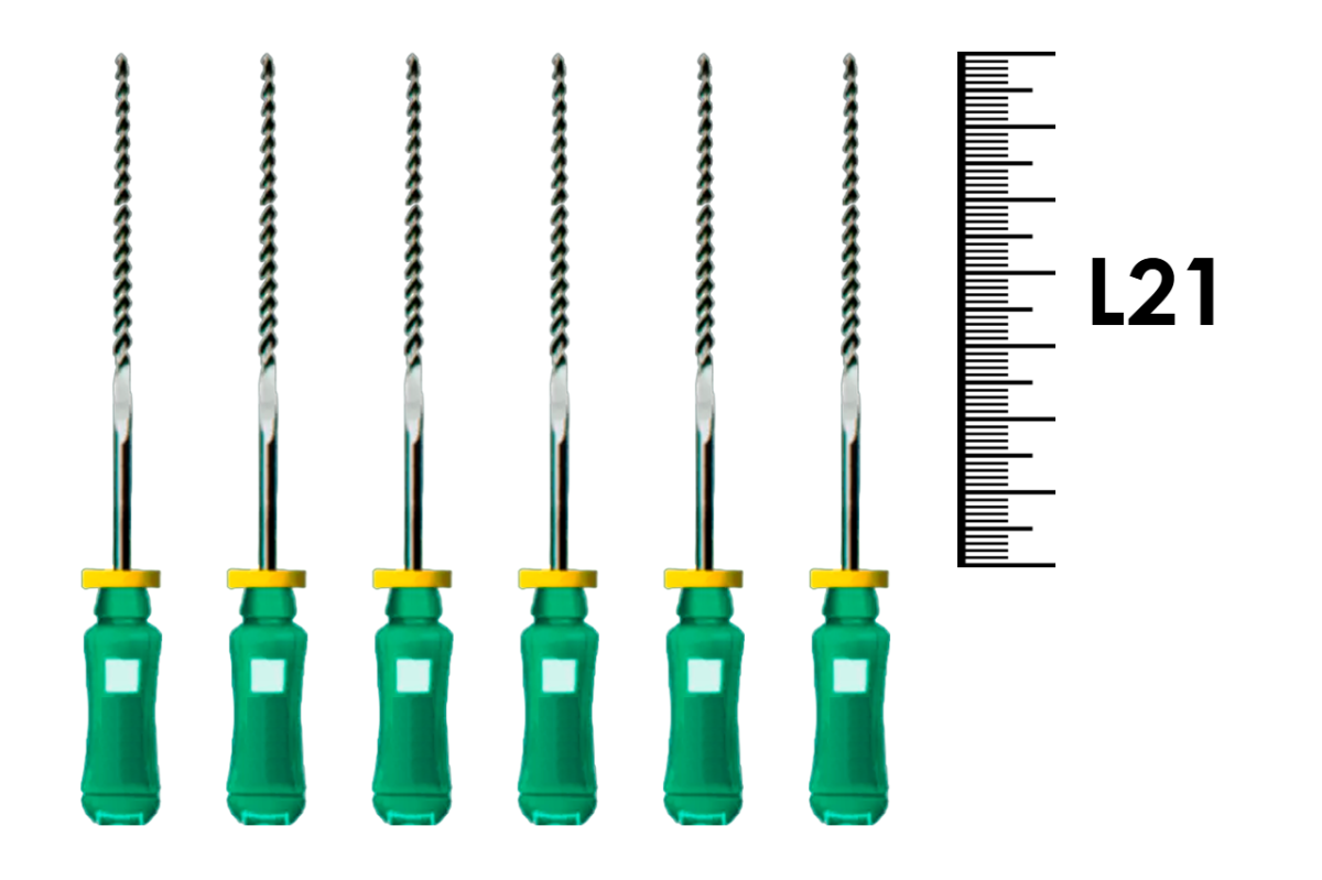 Flexofile Senseus 21мм №35 (6 шт), Dentsply Sirona - ручные файлы, каналорасширители, укороченный шаг, стерильный блистер