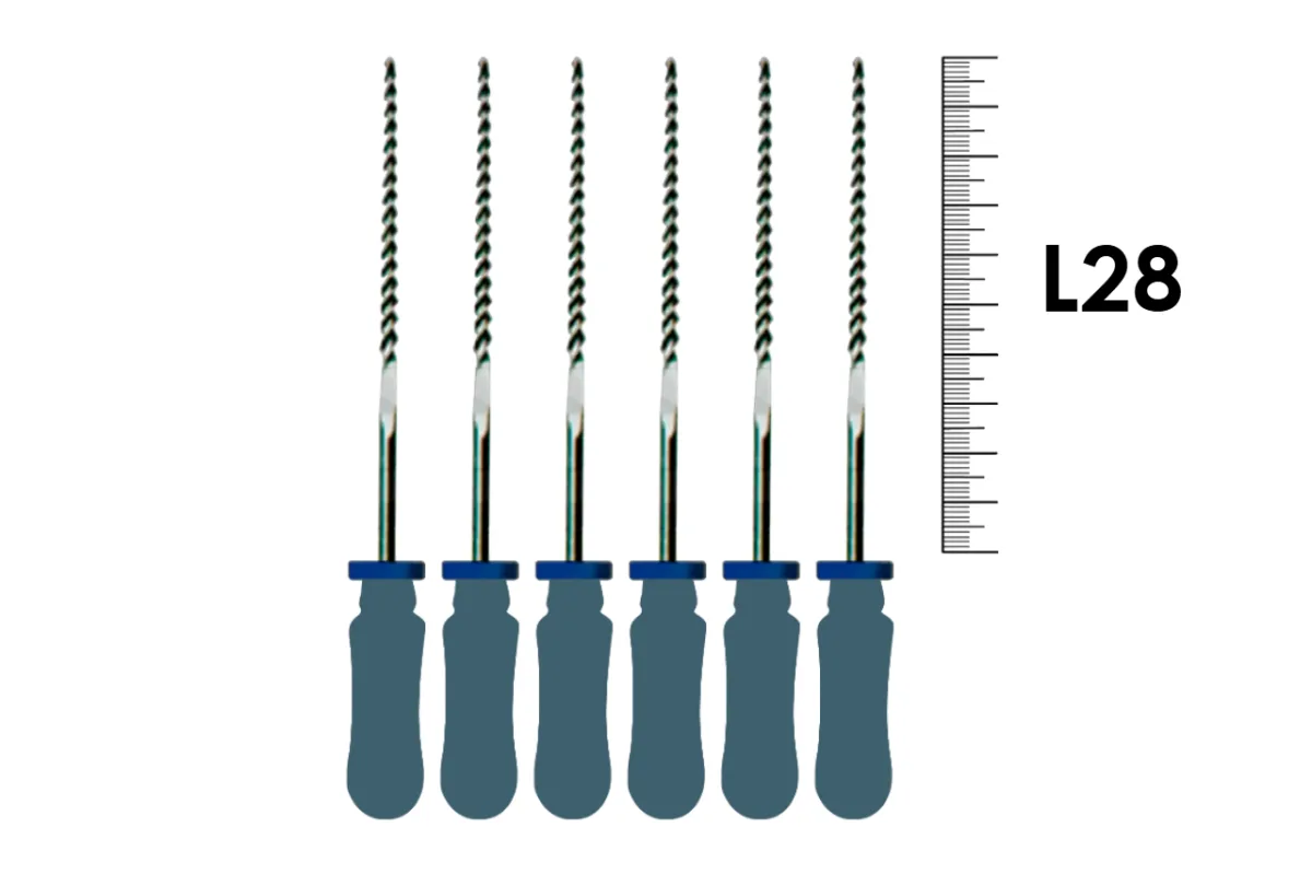 H-File ReadySteel 28мм №08 (6 шт), Dentsply Sirona - ручные файлы, каналорасширители, стерильный блистер