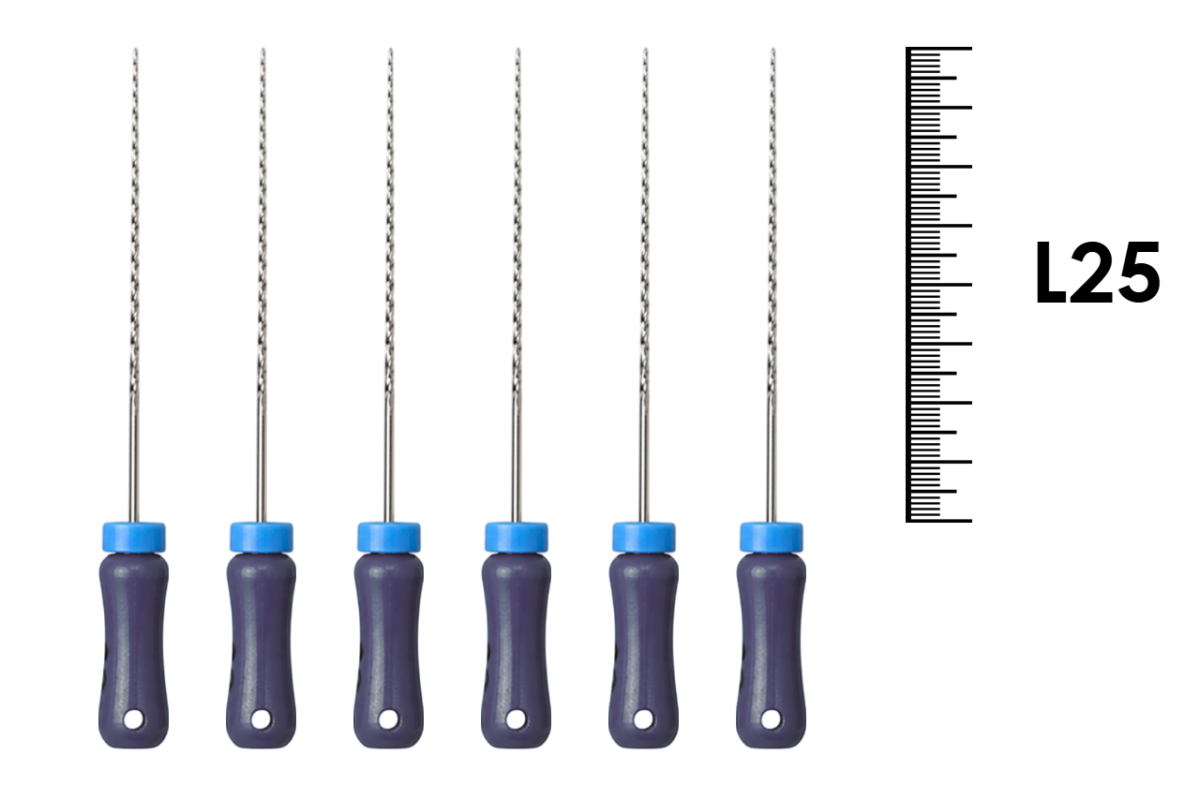 K-Reamer 25мм №08 (6 шт), Dentsply Sirona - ручные файлы, каналорасширители, нержавеющая сталь