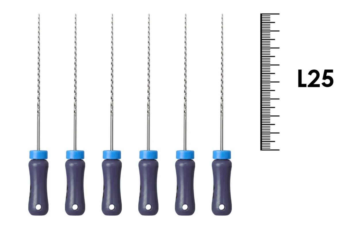 K-Reamer 25мм №08 (6 шт), Dentsply Sirona - ручные файлы, каналорасширители, нержавеющая сталь