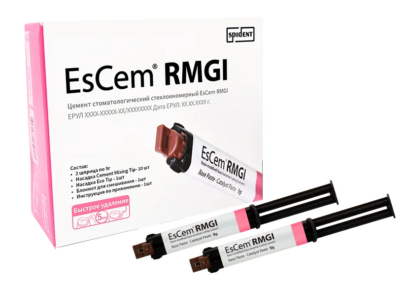EsCem RMGI - цемент для постоянной фиксации ортопедических конструкций (2 х 9 г.), Spident