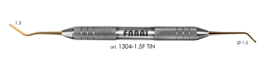 Гладилка 1304-1,5F TiN, d 1,5 мм, ручка d 10 мм, Fabri - удлиненная, узкая, со штопфером-шариком, покрытие нитрид титана